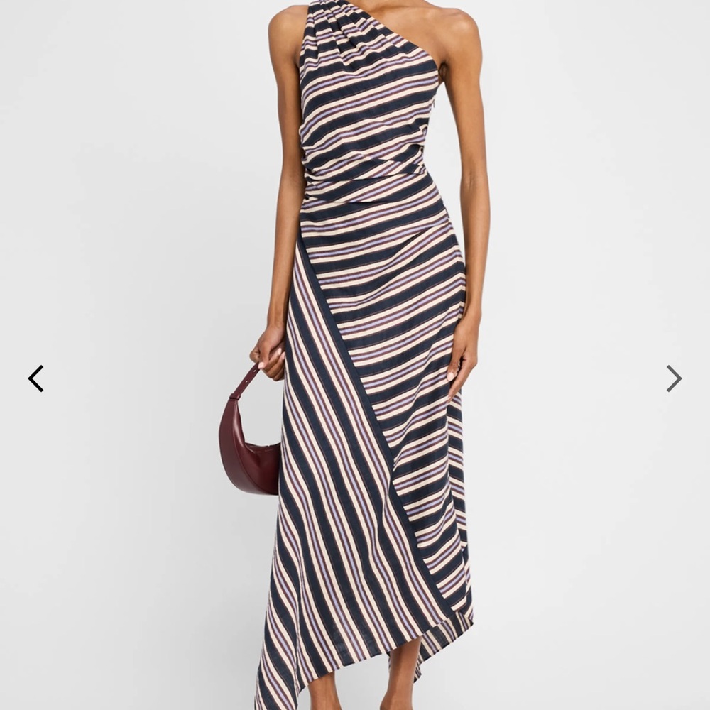 A.L.C. Lyn Stripe One-Shoulder Midi Dress - Picture 2 of 4